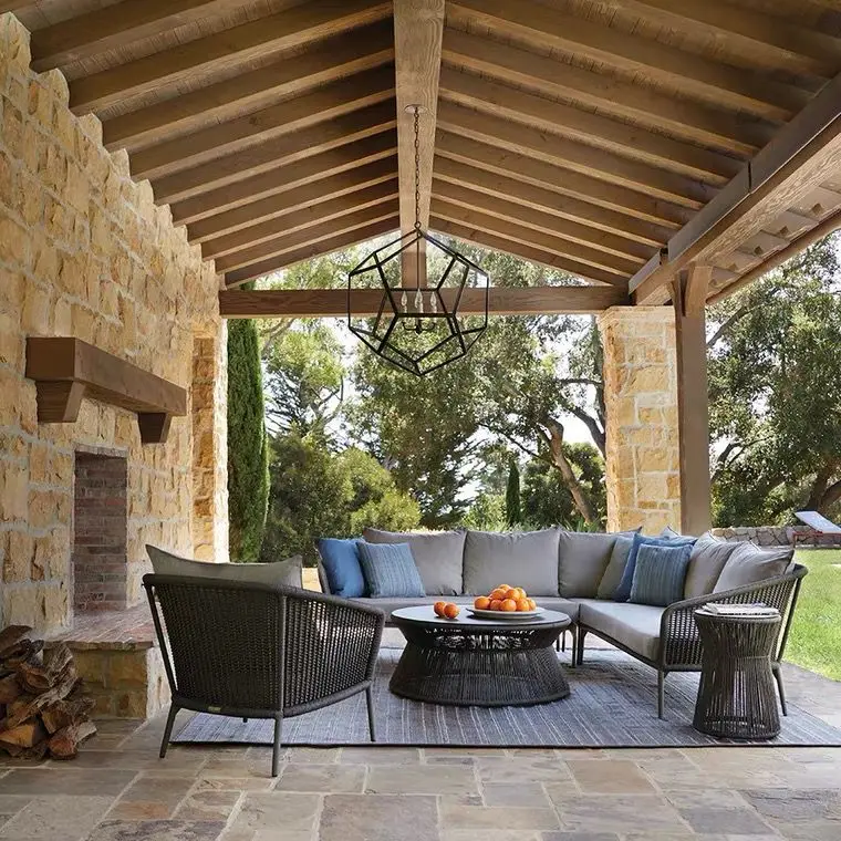 Outdoor leisure sofa courtyard terrace balcony villa homestay sunscreen rope knitted rattan chair soft furniture rattan knitted