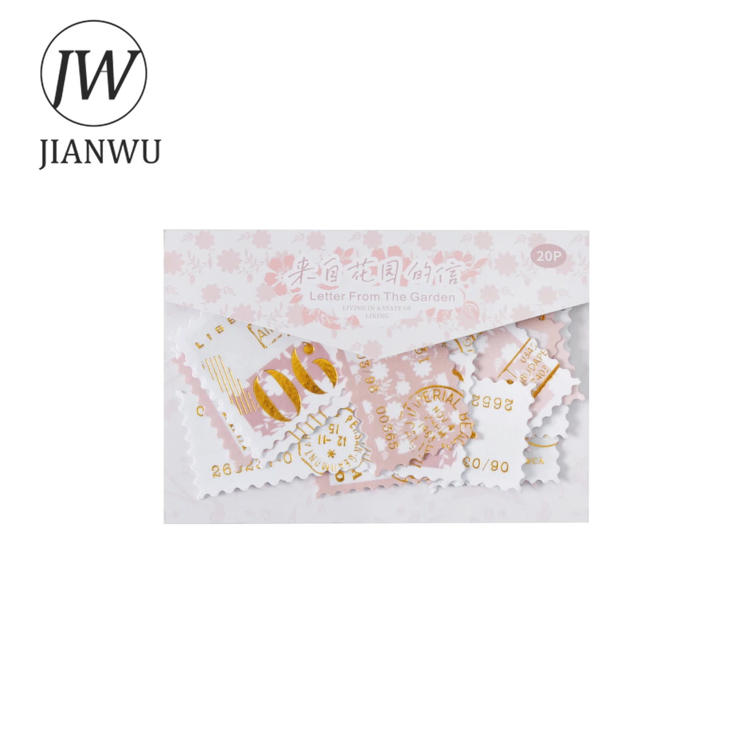 JIANWU Letter From The Garden Series Vintage Stamp Material Collage Sticker Creative DIY Journal Scrapbooking Stationery