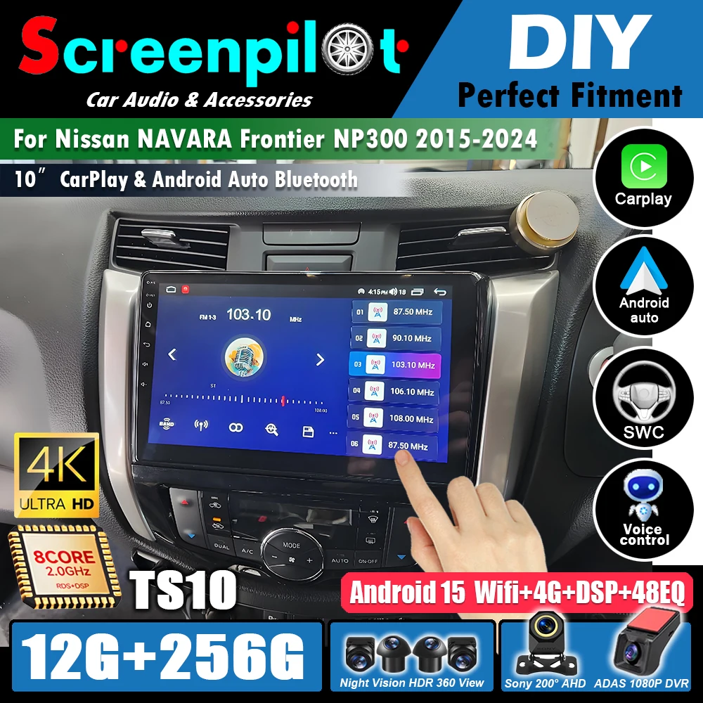 Reproductor Multimedia de Video Android 16 para Nissan NAVARA Frontier NP300 2015 - 2024 Radio de Auto Carplay Navegación Autoradio GPS WIFI