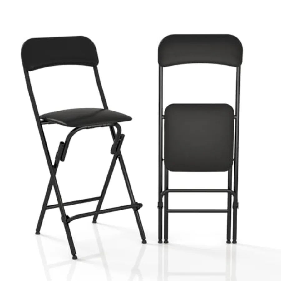 

Folding Bar Stool with Back 350lb Capacity Collapsible Stool for Kitchen Bar Height 25"- 2PC