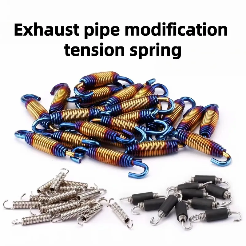 Motorcycle Exhaust Spring Hooks Universal Stainless Steel Rotatable Connecting Springs Kit for Front Mid Link Pipe Replacement