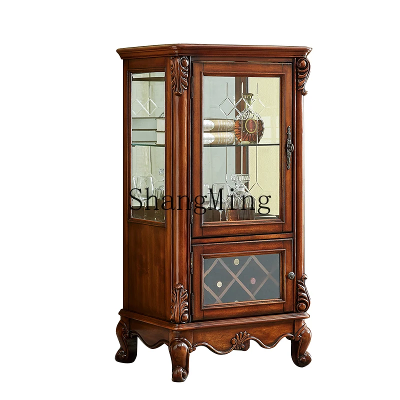 

SM advanced sense solid wood wine cabinet storage collection glass door living room display storage cabinet