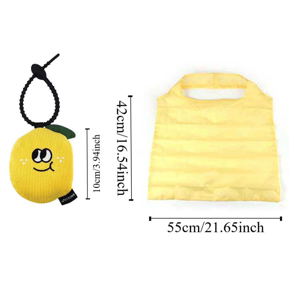 Cartoon Pendant with Shopping Bag Multi-functional Corduroy Eco-friendly Folding Pouch Avocado Polyester Fruit Key Ring
