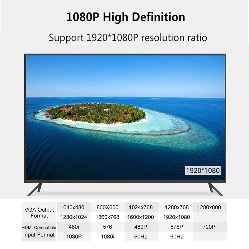 ذكر إلى Famale محول HDMI-متوافق مع محول كابل VGA 3.5 مللي متر جاك الصوت HD 1080P للكمبيوتر اللوحي المحمول #2