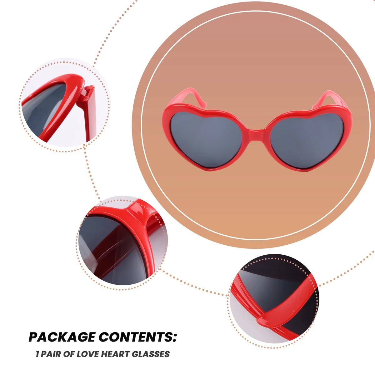 A11I 패션 귀여운 복고풍 사랑 하트 모양 선글라스 멋진 드레스 파티 HOT - 레드