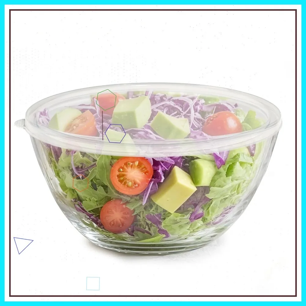 

Стеклянная глубокая миска на 5 кварт с крышкой, большая миска для смешивания 10 дюймов, для хлеба, салатов и хранения на кухне