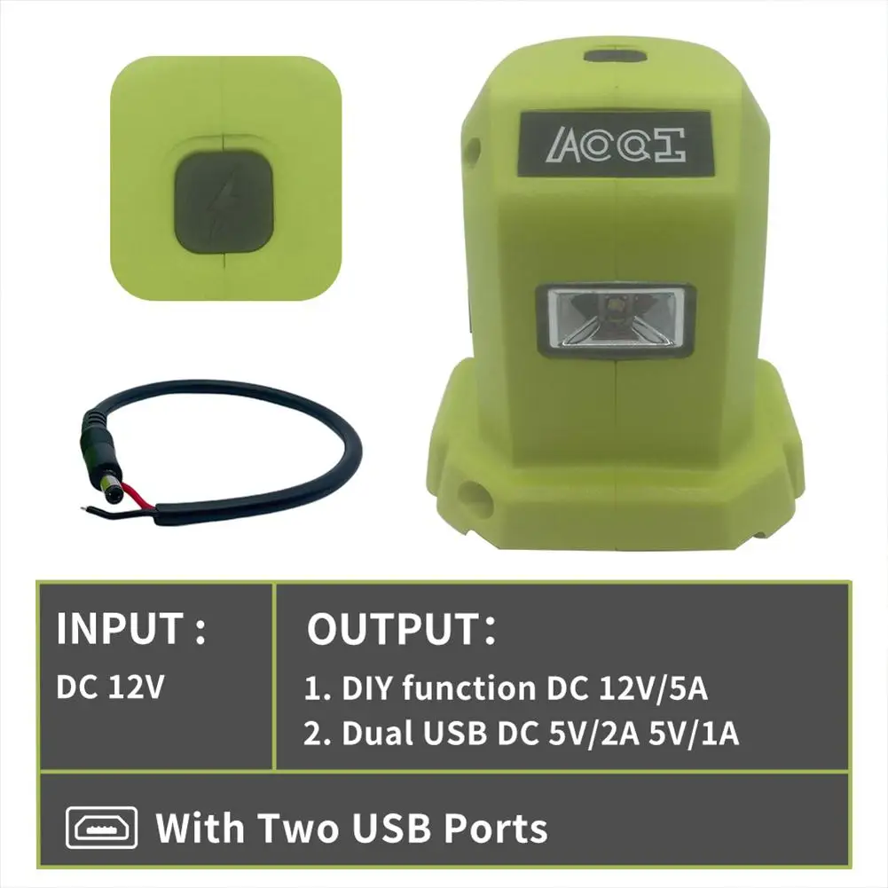 Portable Power Source Li-ion With Lighting Function Dual Usb Output+ Dc Output Compatible For Ryobi P743 18v 14.4v One+