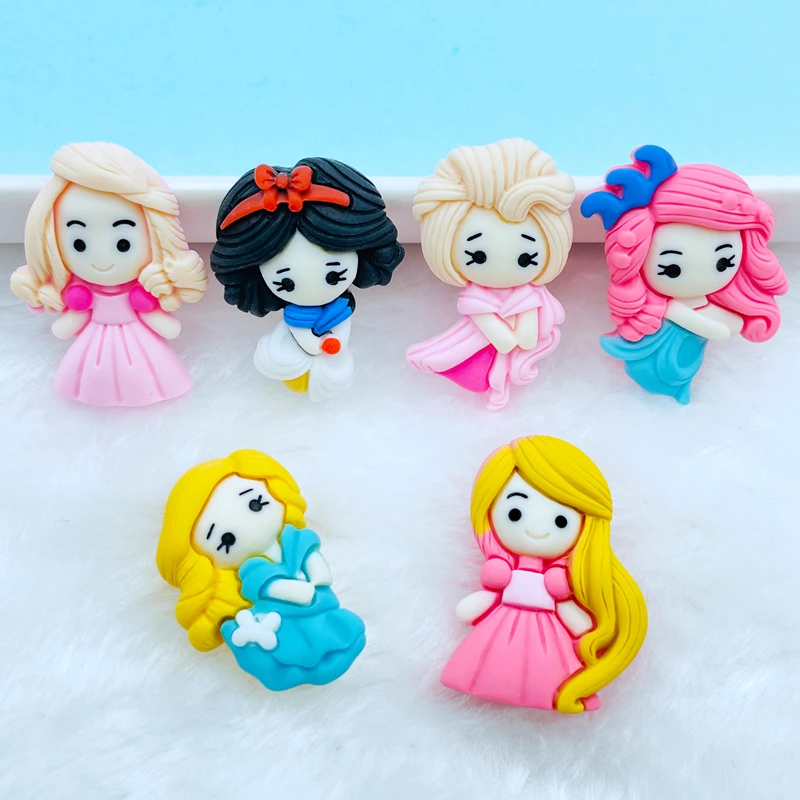 5 Pcs New Cute Resin Mini Cartoon Princess Flat Back Cabochon Scrapbook Kawaii DIY Embellishments Accessories F74