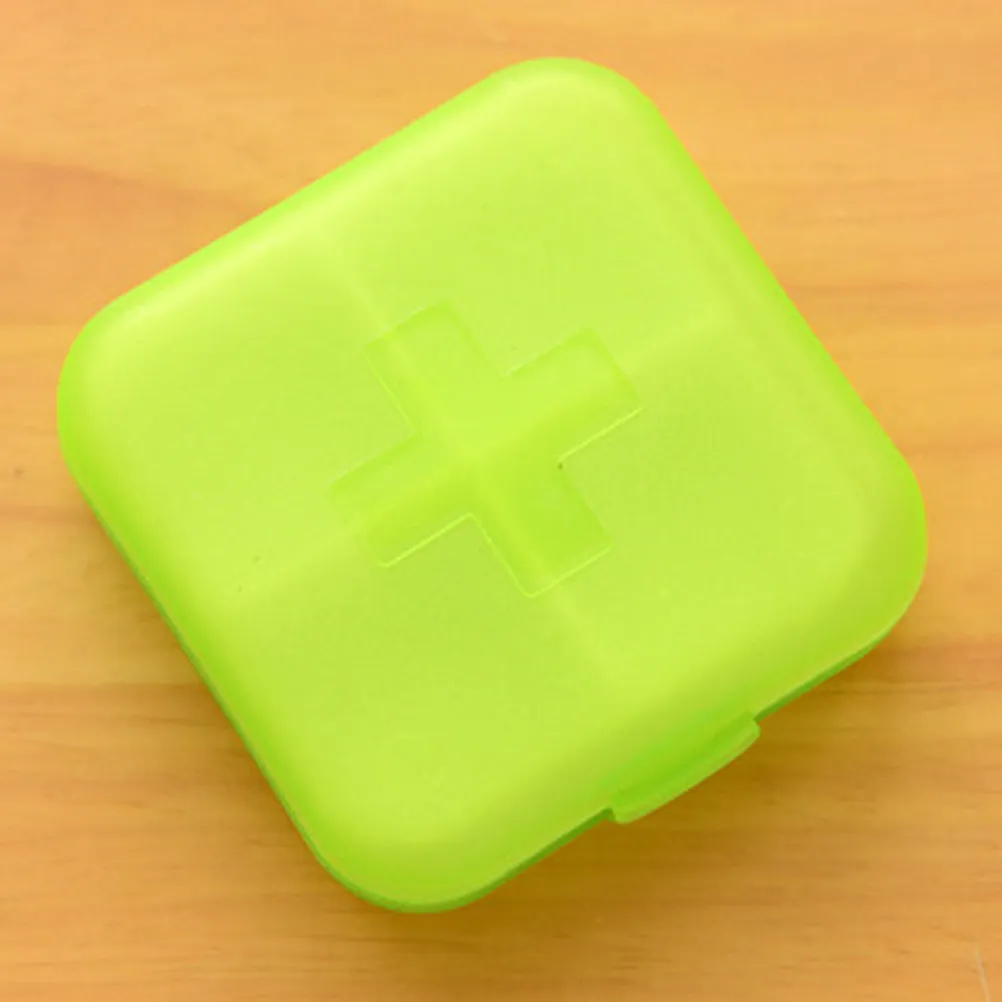 4Pcs Small Pill Organizer Box Transparent Plastic 4 Grid Design Removable Dividers for Capsules Tablets Vitamins Portable