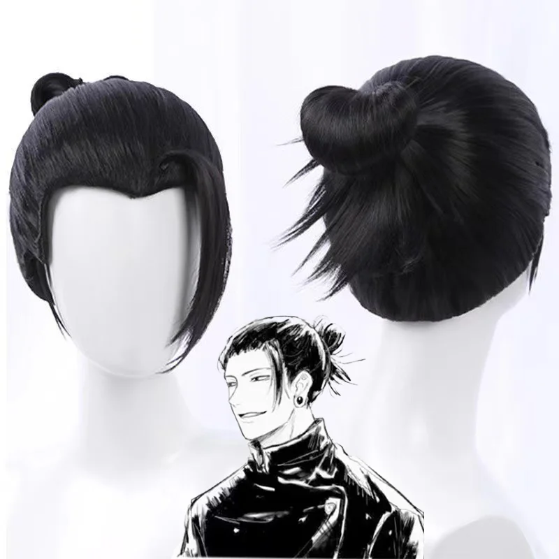 

Anime Jujutsu Kaisen Geto Suguru Cosplay Wig Black Short Tied Hair Heat Resistant Synthetic Wigs Accessories Halloween Props