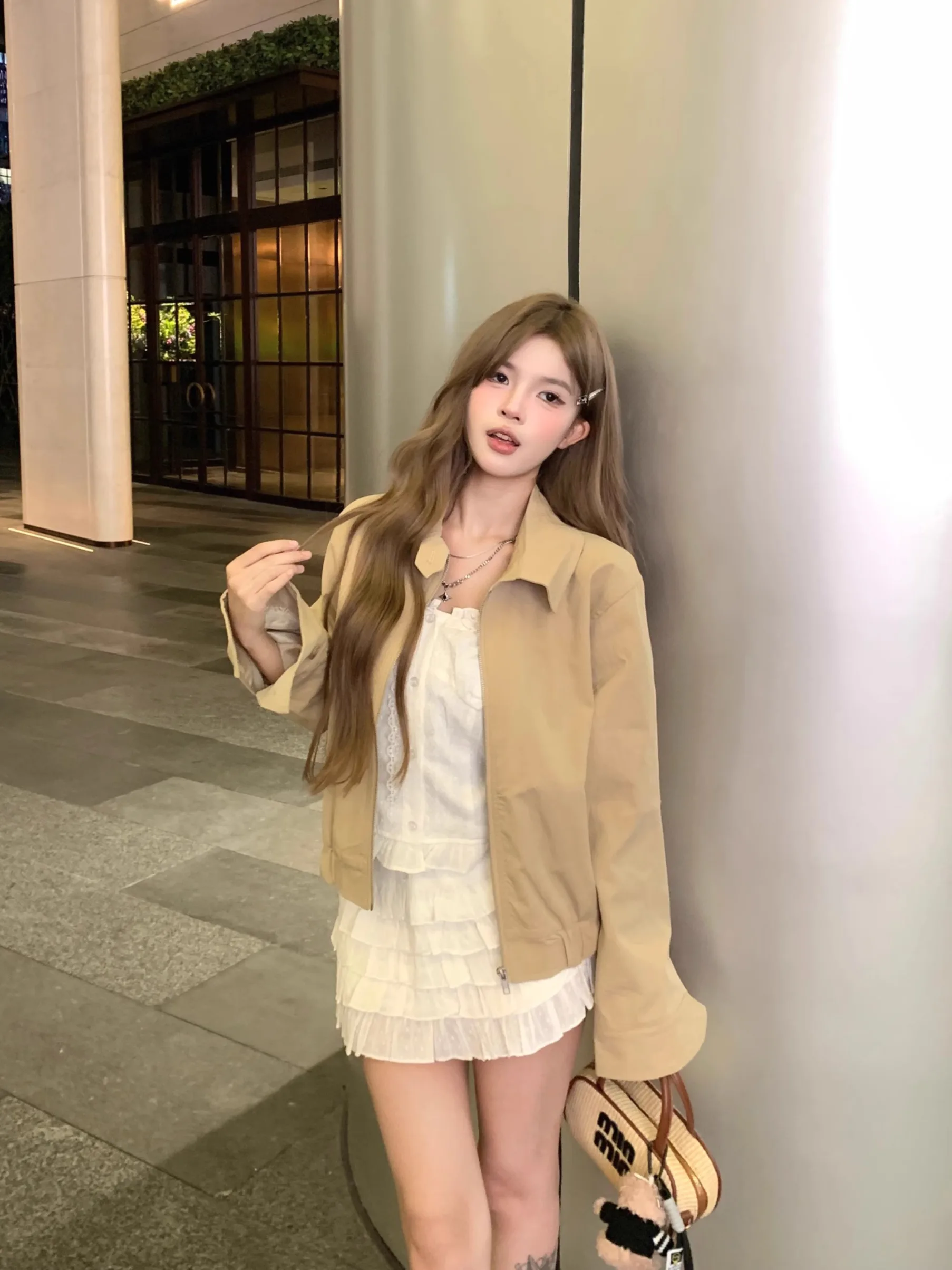 

Ветровка, куртки для женщин, осенняя женская одежда, замша, западный стиль, чистый простой базовый женский длинный пуговица с передним карманом