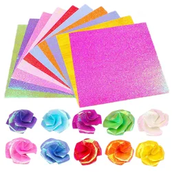 50Pcs 15*15cm Iridescent Paper Square Origami 10 Colors Shiny Folding Paper DIY Scrapbooking Decor Craft Paper Gift Decorations