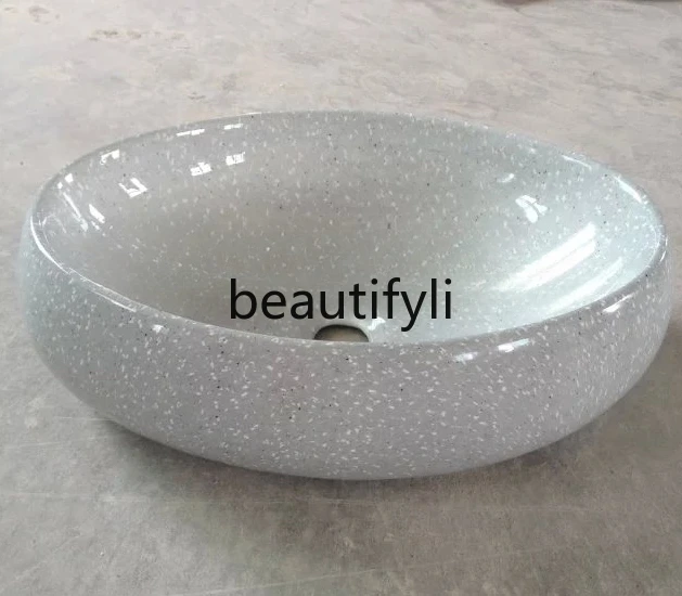 Boutique countertop basin, various marble grains, high-grade wood grains, art basin, oval shape