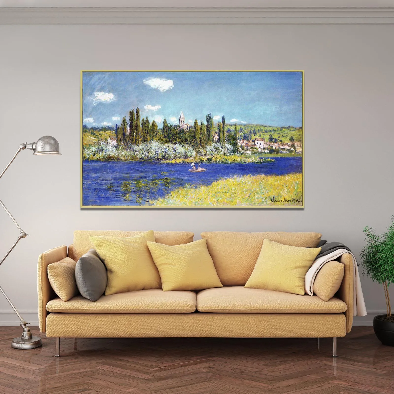 Hand painted high quality reproduction of Vetheuil by Claude monet home decor picture landscape oil painting on canvas