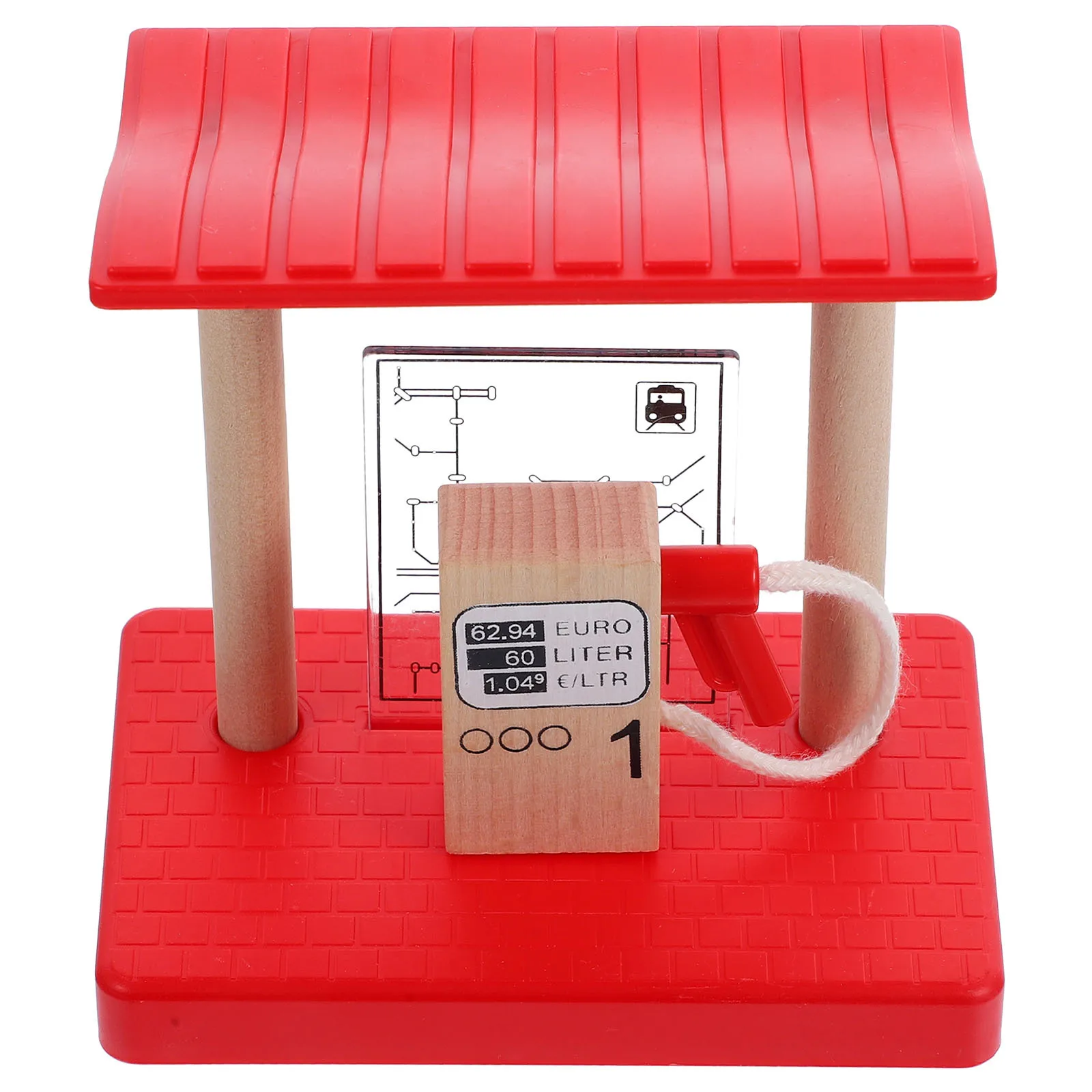 

Train Gas Station for Kids Wooden Railway Accessory Easy Assembly Portable Design Home Office Decoration Decorative Train Gas
