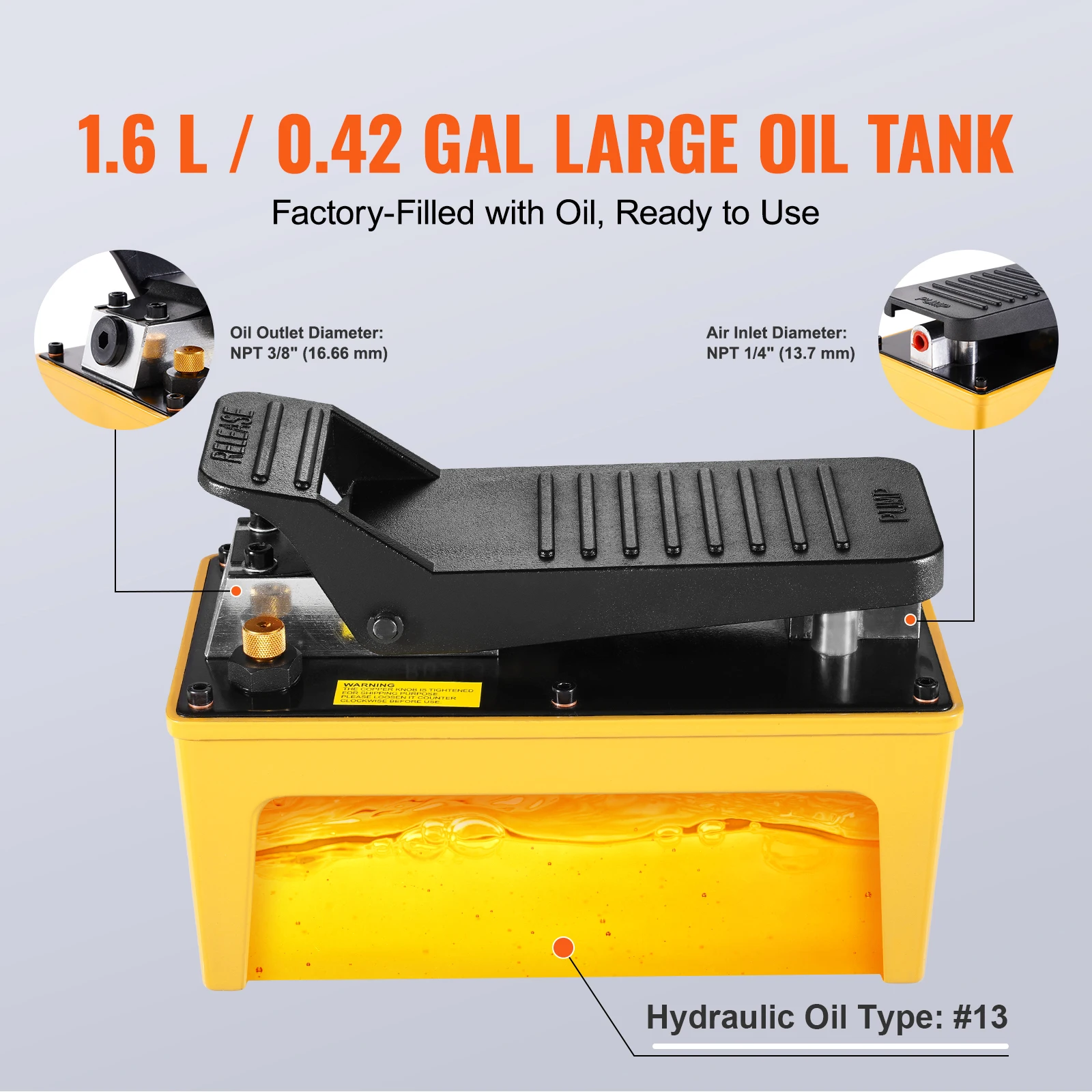 SucceBuy 10,000PSI Air ปั๊มไฮดรอลิก 0.42 Gal อ่างเก็บน้ําเหยียบเท้าปั๊มสําหรับซ่อมรถยนต์กรอบเครื่อง & เครื่องกดไฮดรอลิก