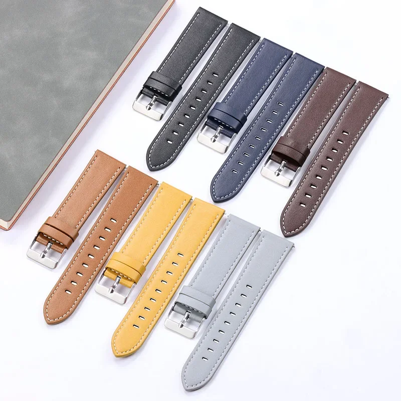 20mm 22mm Leather Watch Strap for Samsung Galaxy Watch 5 4 3/Classic for Huawei Watch GT3/2 2E Quick Release Sport Watch Band