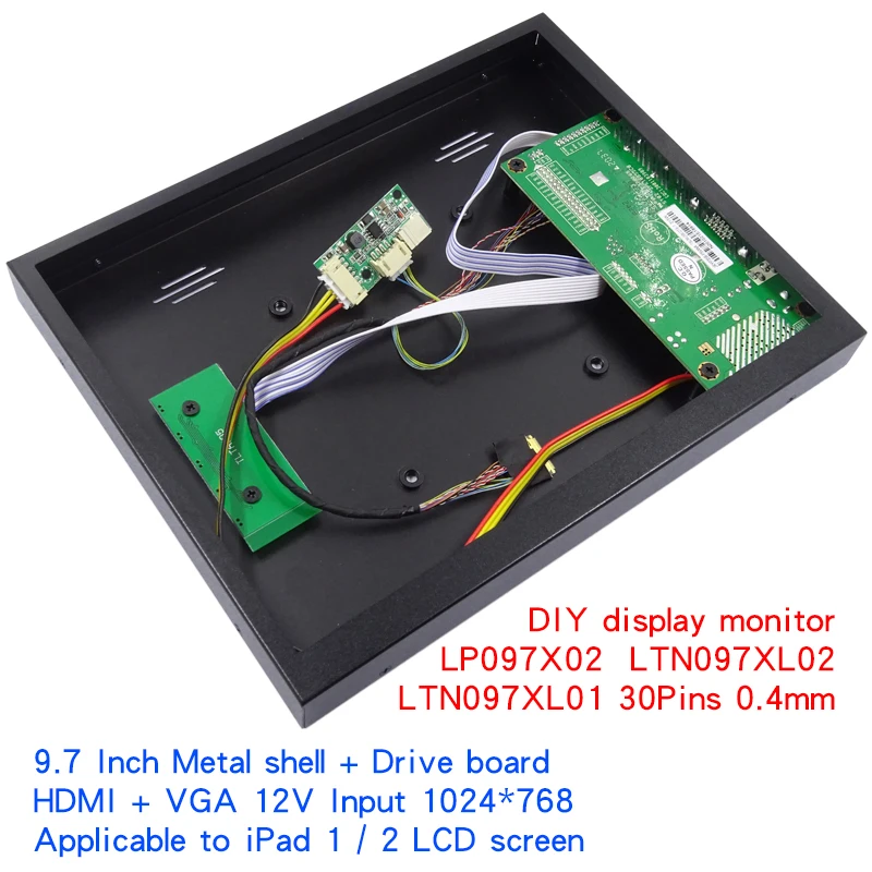 For IPAD1 IPAD2 Screen DIY Display Monitor Drive Board Metal Shell LTN097XL02 LTN097XL01 LP097X02(TL) Control motherboard 30Pins