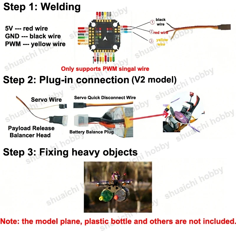 1PCS Strap-type FPV Drone PWM-controlled Servo Thrower UAV Emergency Rescue Dispenser for Single/Dual Payload Release System