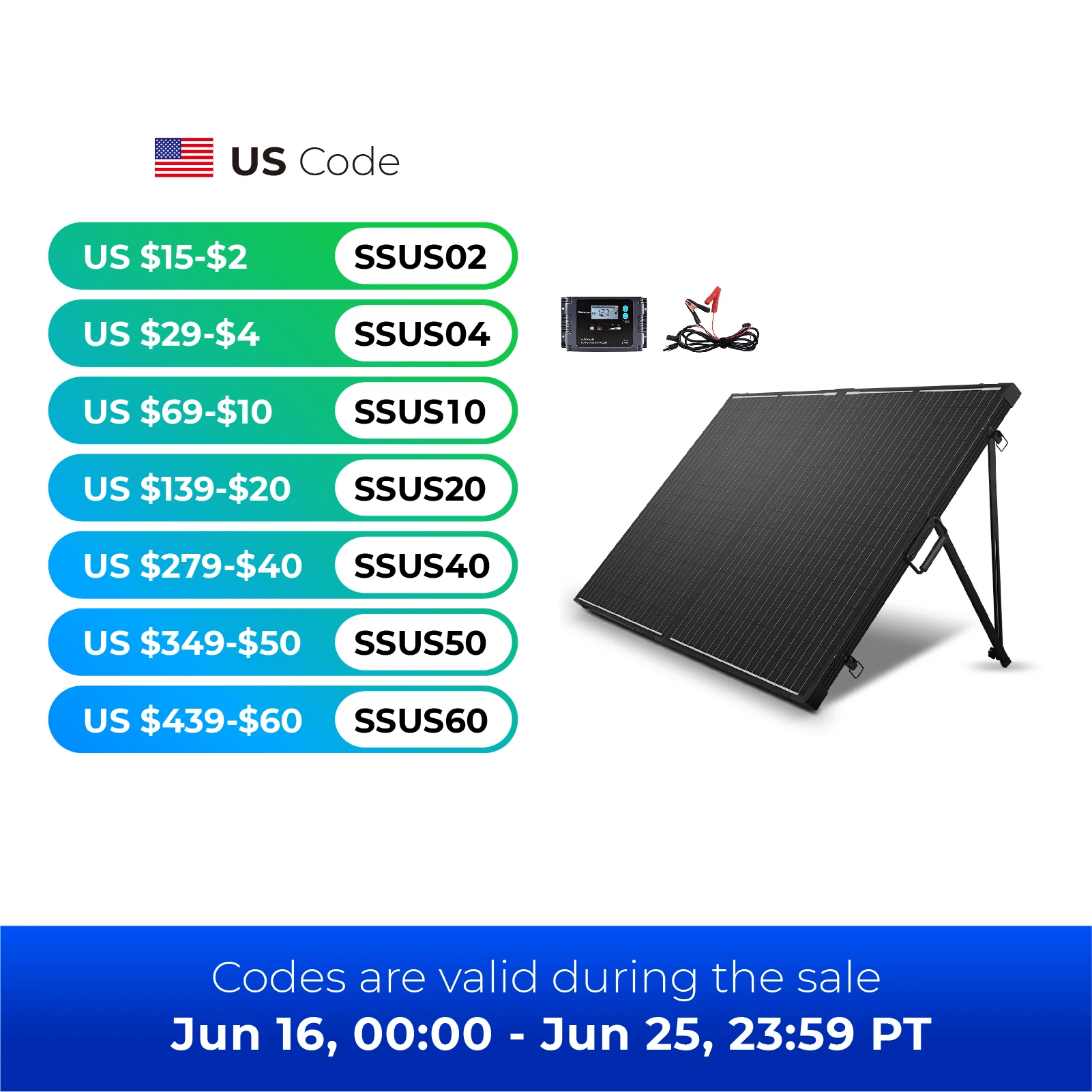 

Renogy 200 Watt 12 Volt Portable Solar Panel with Waterproof 20A Charger Controller