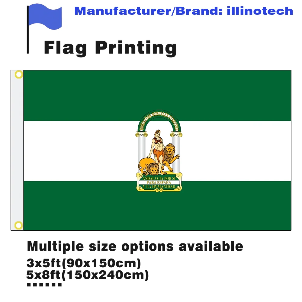 علم الأندلس الإسباني/راية بأحجام متعددة 90x150 سنتيمتر 60x90 سنتيمتر 40x60 سنتيمتر إسبانيا الأندلس العلم الرايات للزينة