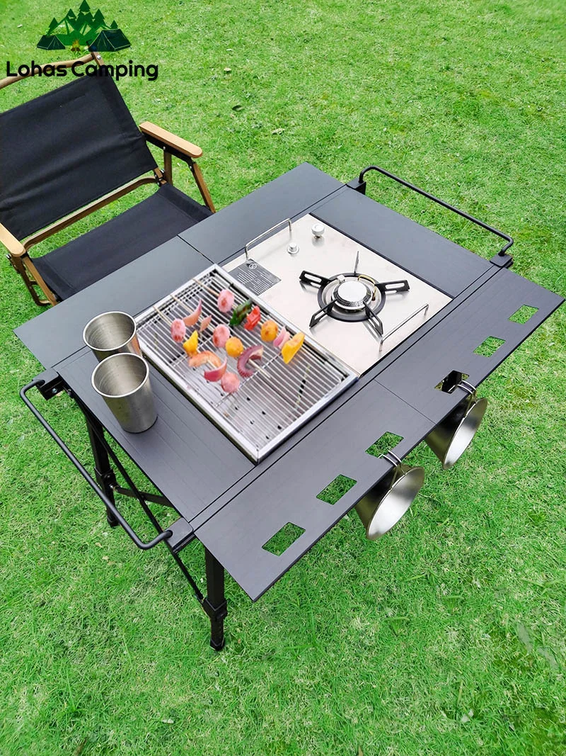 extend Brazier table Lohascamping Lightweight Camping Folding IGT table multifunctional adjustable leg Desktop burner bbq table