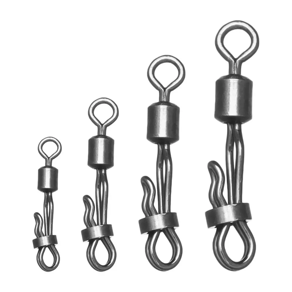 10Pcs/Pack Carp Rolling Swivel Quick Change 8-Shape Ring Carp Fishing Pellet Line Connector With Lock Snap Fishing Accessories