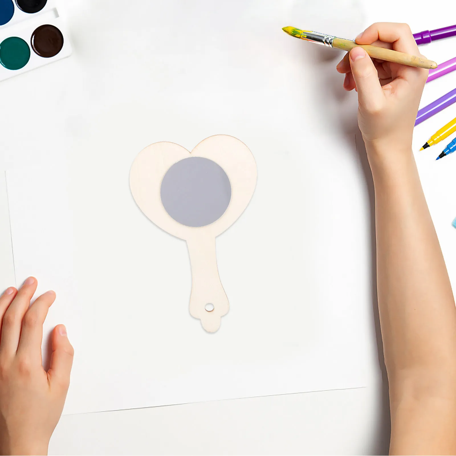 

10 шт. деревянных неокрашенных ручных зеркал для DIY-росписи, декоративные маленькие зеркала для творчества и рукоделия