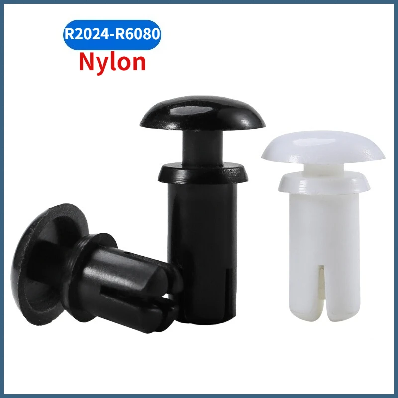 100/200 шт. R2024-R6080, черный/белый нейлоновый пластик, R-тип, расширительная заклепка, гайка, пряжка, зажим, заклепка для печатной платы, застежка