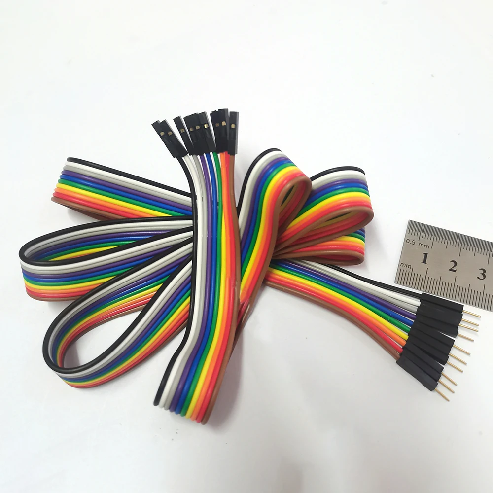10P Regenbogen-Jumper-Verlängerungskabel, 2,54 mm Rastermaß, Stecker auf Stecker, Stecker auf Buchse, Buchse auf Buchse, Draht für Breadboard DIY, 0,2, 0,3 m, 0,5 m, 1 m – Detail 5