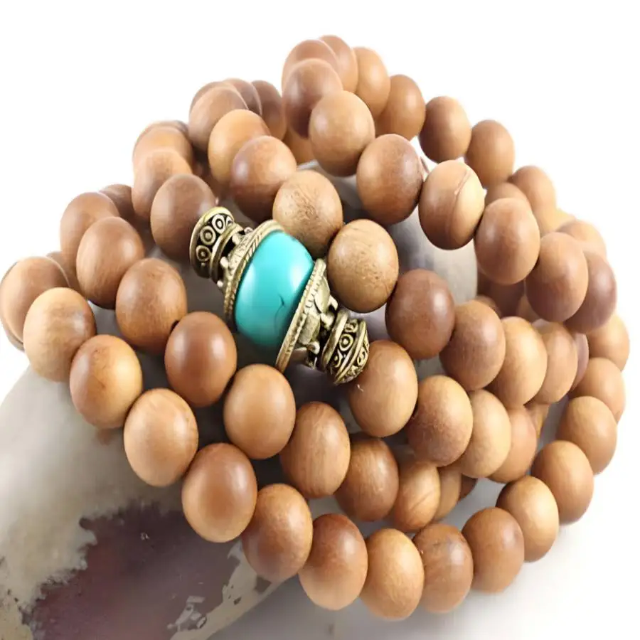 

8mm Sandalwood yellow Tassels Beads Necklace 108 Beads Meditation Stone Yoga Hand Nirvana Mala Gemstone Bohemian Chakra Sacred