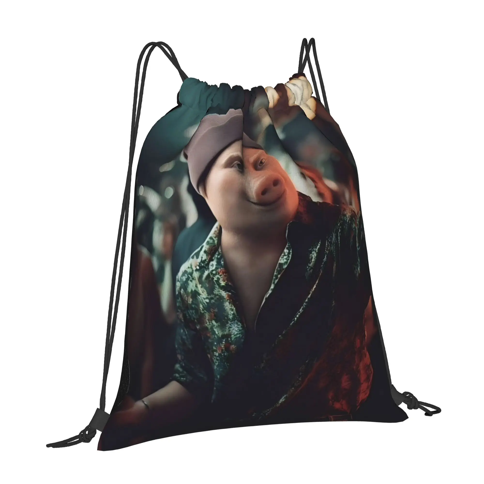 John Pork 5 John Pork Portable Hiking Drawstring Backpack Riding Backpack Gym Clothes Drawstring Bags