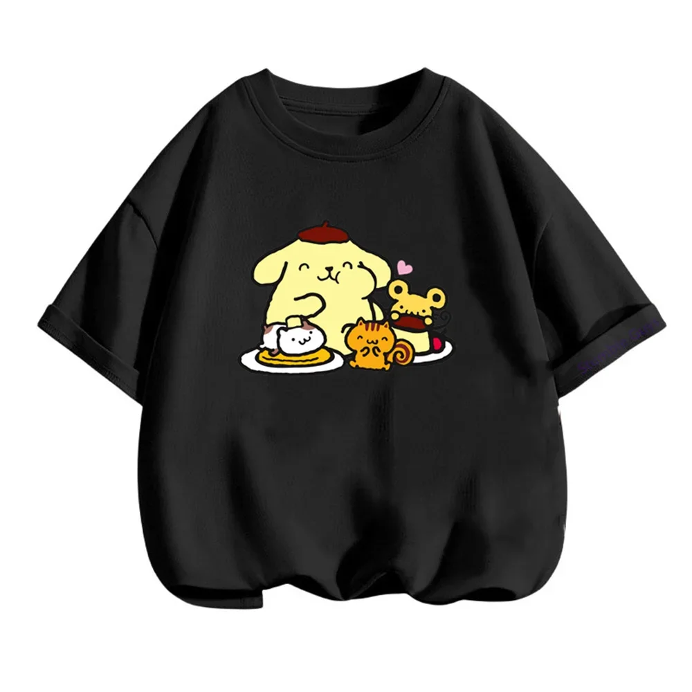 Pom Pom Purin Tshirt Set Kids Cartoon Casual Summer Teen Short-sleeved Girls T-shirt Men Clothes Boys Hello Kitty Clothing