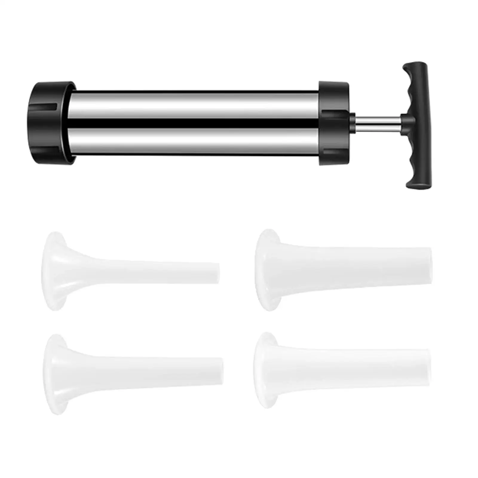 Manual Meat Stuffer Machine for Sausage Making Stainless Steel Easy to Clean Kitchen Gadget with Nozzle Set