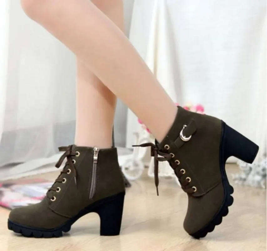 

Autumn Winter Woman Boots Women Shoes Ladies Thick Heeled Ankle Boots Women High Heel Platform Rubber Shoes Snow Boots