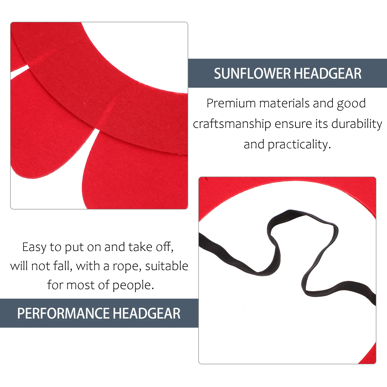 

2pcs Sunflower Headgear Headband for Adults Kids Costume Party Accessories Red Color Large Size Performance Props