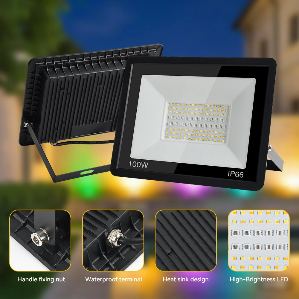 Pop LED RGB Floodlight TUYA Smart Control Spotlight RGBCW WIFI Dimmable Garden Lights IP65 Outdoor Multicolor Landscape Floodlig