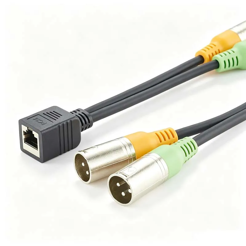 RJ45 8P8C Female to Dual 3-Pin XLR Male Adapter Cable—Professional Audio Connection Cable for AXIA Broadcast Systems
