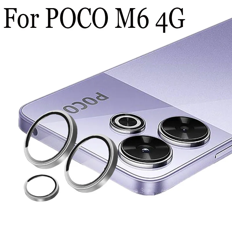 Protecteur de caméra Matel pour Xiaomi POCO M6 4G, Film d'objectif de caméra à couverture complète, verre HD antichoc