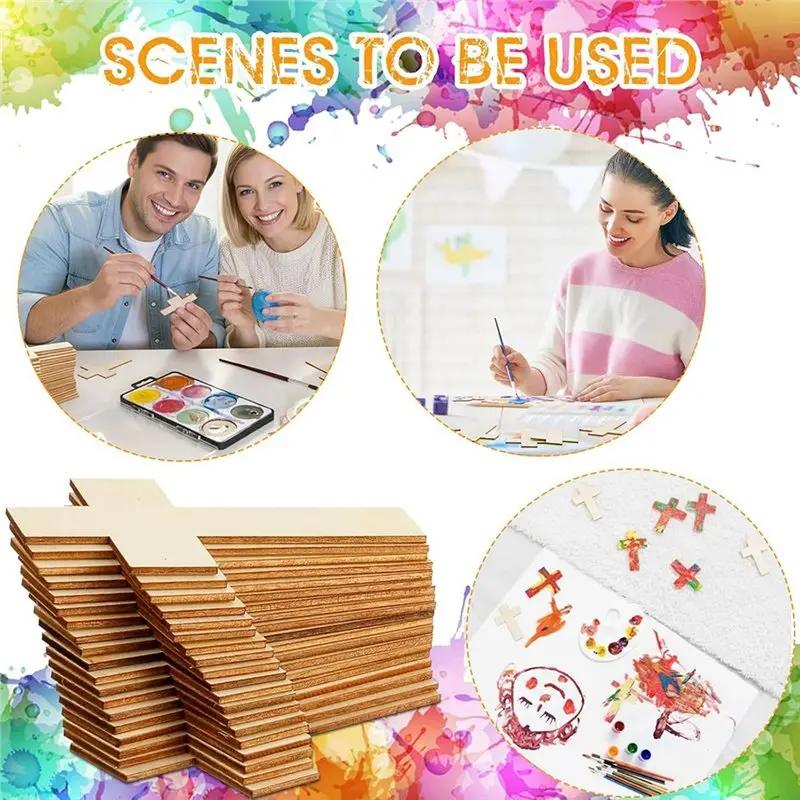

Неокрашенные деревянные кресты, 100 шт., подходят для проектов DIY, украшения церквей и домашнего декора, 11 x 7 см-VVBC