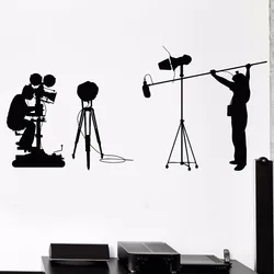 Filming Wall Decal Cinema Movie Theatre Modern Vinyl Wall Cinema Cinematography Camera Filming Director Decal Stickers SY768