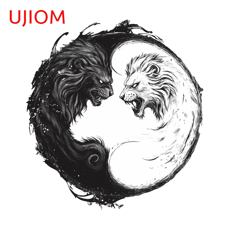 UJIOM Exquisite Yinyang Lion Wall Sticker Attractive Unique HD Pattern Occlusion Scratch Graphics Decal Trunk Wardrobe Decor