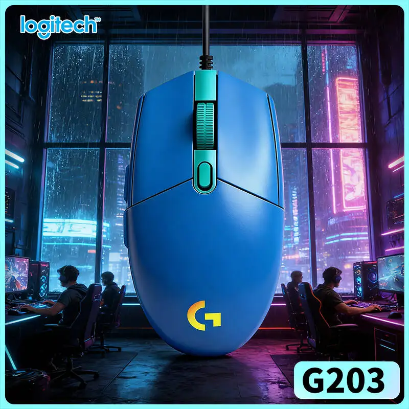 Logitech G203 wired gaming mouse great for casual gaming tunable RGB light anti‑slip base USB plug‑and‑play notebook pc