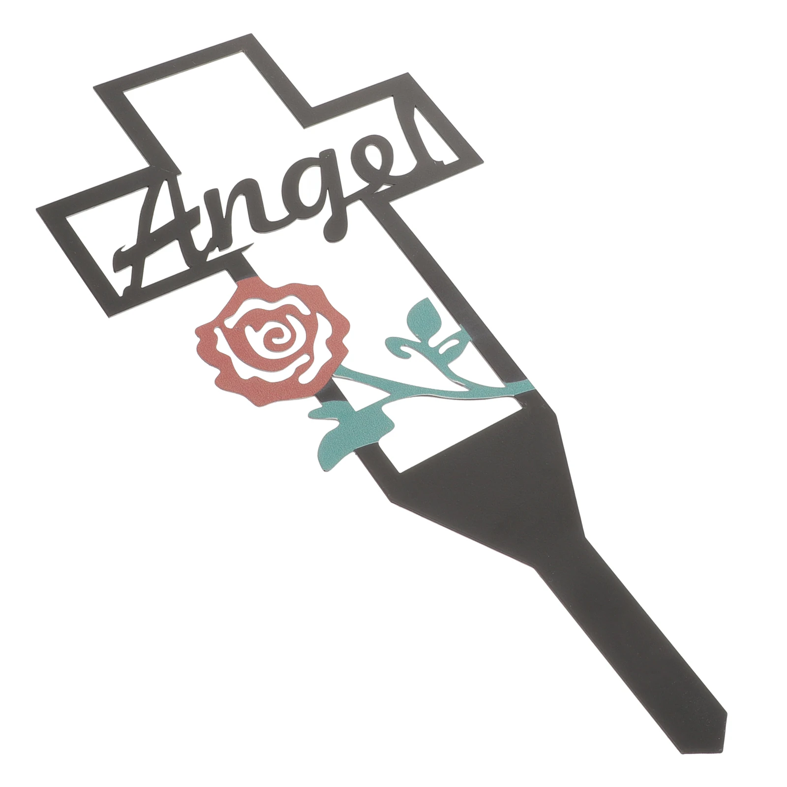 

Grave Memorial Cross Stake Iron Metal Yard Sign Cemetery Decorations Garden Plaque Pile Markers Red Love Signs Outdoor Courtyard