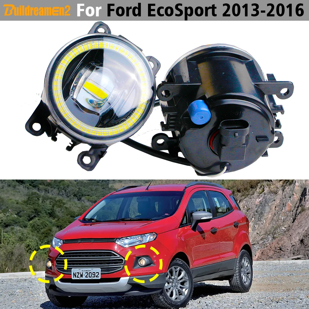 30W H11 Car Front LED Lens Fog Light Angel Eye DRL Fog Driving Lamp 2 Pieces For Ford EcoSport 2013 2014 2015 2016