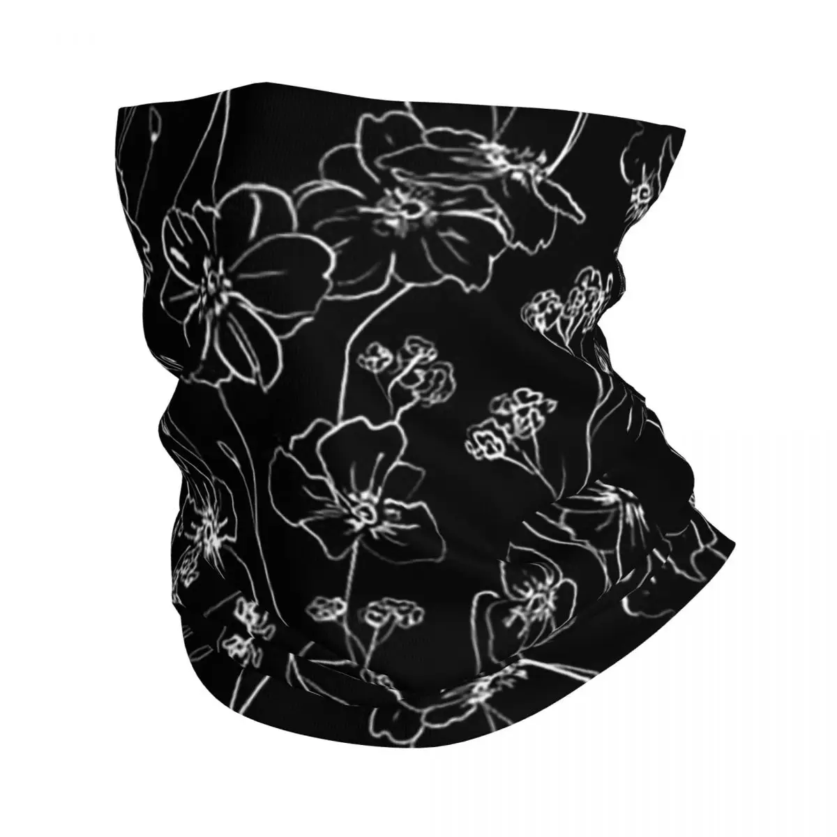 Black Wild Roses Bandana Neck Cover Printed Wrap Scarf Warm Cycling Scarf Outdoor Sports For Men Women Adult Washable