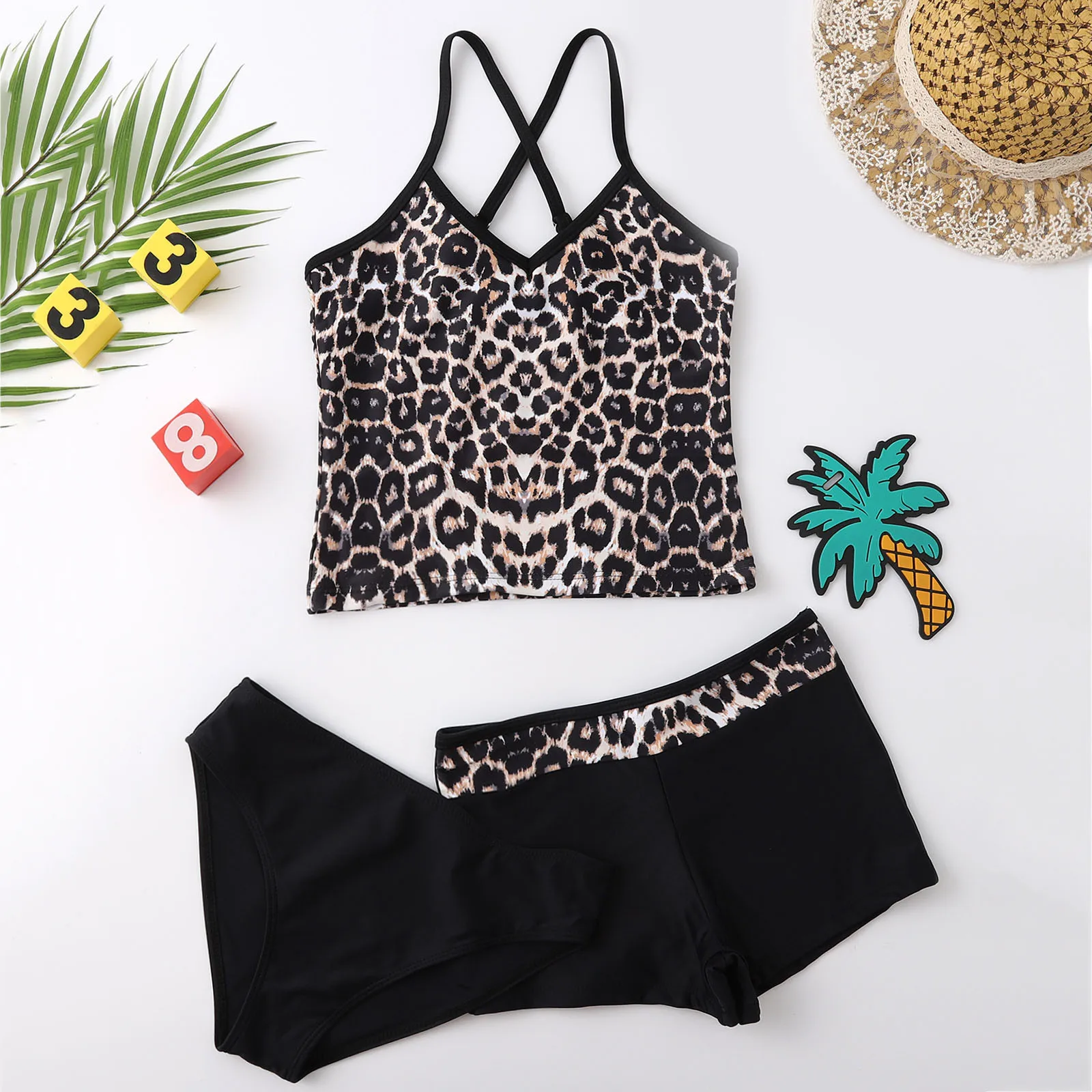 Meninas Ruffle Swimwear Verão, maiô infantil para meninas adolescentes, duas peças de biquíni, roupa de banho infantil, 6-15 anos de idade