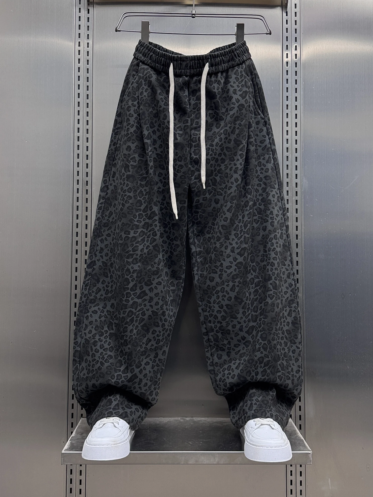 

Winter New Men's Casual Pants Camouflage Print Straight Leg Warm Loose Fit Faionable Lazy Sle Printed Wide Leg Trousers