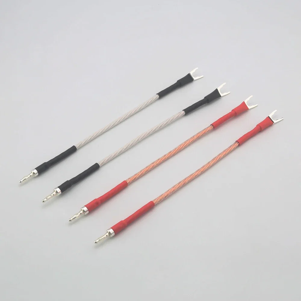 High Quality HiFi 8TC OCC pure copper speaker bridge cable jumper over machine line speaker audio cable with banana Y spade plug