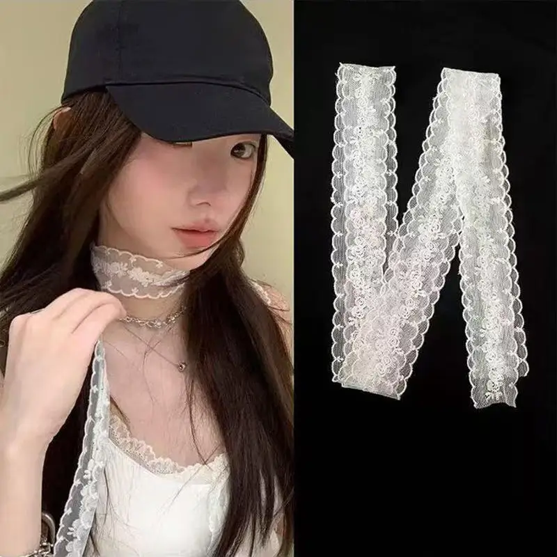 

Korea Floral Embroidered Scarf Hair Ties Long Lace Ribbon Headbands Braids Sun Hat Lace Trim Bag Decoration Ribbon Headwear INS